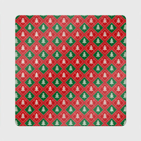 Магнит виниловый Квадрат с принтом Ёлочки (красно зелёные) в Тюмени, полимерный материал с магнитным слоем | размер 9*9 см, закругленные углы | merry christmas | бабушкин свитер | дед мороз | ёлка | елочные шары | новогодний подарок | новый год | подарок | природа | рождество | свитер | свитер с ёлками | снежинки