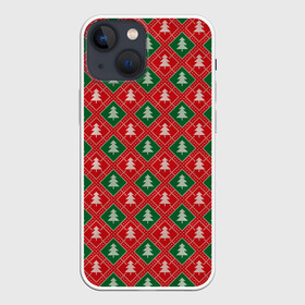 Чехол для iPhone 13 mini с принтом Ёлочки (красно зелёные) в Тюмени,  |  | Тематика изображения на принте: merry christmas | бабушкин свитер | дед мороз | ёлка | елочные шары | новогодний подарок | новый год | подарок | природа | рождество | свитер | свитер с ёлками | снежинки
