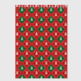 Скетчбук с принтом Ёлочки (красно зелёные) в Тюмени, 100% бумага
 | 48 листов, плотность листов — 100 г/м2, плотность картонной обложки — 250 г/м2. Листы скреплены сверху удобной пружинной спиралью | merry christmas | бабушкин свитер | дед мороз | ёлка | елочные шары | новогодний подарок | новый год | подарок | природа | рождество | свитер | свитер с ёлками | снежинки