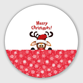 Круглый коврик для мышки с принтом Оленёнок (Merry Christmas) в Тюмени, резина и полиэстер | круглая форма, изображение наносится на всю лицевую часть | merry christmas | santa claus | дед мороз | ёлка | зверь | зима | лось | мороз | новогодние олени | новый год | оленёнок бэмби | оленёнок рудольф | олень | подарок | празд | рождество | с новым годом | сантаклаус