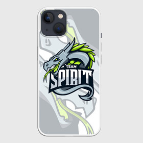 Чехол для iPhone 13 с принтом TEAM SPIRIT DRAGON WHITE в Тюмени,  |  | collapse | cs go | cyber | cybersport | dota 2 | dragon | hearthstone | miposhka | mira | russia | spirit | spirited | team spirit | the international | torontotokyo | ts | yatoro | дракон | кибер | киберспорт | киберспортсмен | кс го | россия |