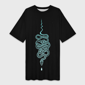 Платье-футболка 3D с принтом вьющаяся змея в Тюмени,  |  | animal | blue | curly | dangerous | deadly | ghostly | phobia | reptile | snake | вьющаяся | голубая | животное | змея | опаснавя | призрачная | фобия