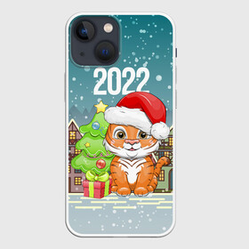 Чехол для iPhone 13 mini с принтом Тигренок с елочкой в Тюмени,  |  | 2022 | год тигра | новый год | новый год 2022 | символ года | тигр | тигренок | тигрица | тигры