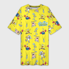 Платье-футболка 3D с принтом SpongeBob pattern в Тюмени,  |  | sponge bob | spongebob | губка боб | квадратные штаны | мистер крабс | патрик | сквидвард | сквэр пэнтс | спанч боб | сэнди чикс | шелдон планктон