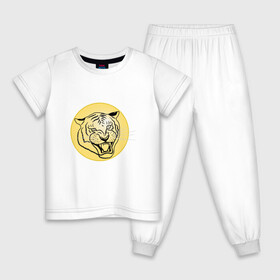 Детская пижама хлопок с принтом Тигр на новогоднем шарике в Тюмени, 100% хлопок |  брюки и футболка прямого кроя, без карманов, на брюках мягкая резинка на поясе и по низу штанин
 | golden | head | holiday | mascot | new year | symbol | tiger | year of the tiger | год тигра | голова | золотой | новый год | праздник | символ | талисман | тигр