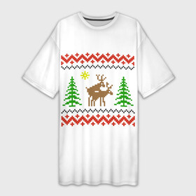 Платье-футболка 3D с принтом Олени (sexy) в Тюмени,  |  | love | playboy | вышиванка | вышивка крестом | для влюбленных | любовь | неприличные олени | новогодние олени | олени | орнамент | плейбой | прикол | рождественские олени | свитер с оленями | се