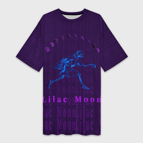 Платье-футболка 3D с принтом LILAC MOON в Тюмени,  |  | crown | dark | gothic | halloween | moon | neon | skeleton | skull | луна | скелет | смайл | фиолетовый | хэллоуин | череп