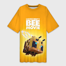 Платье-футболка 3D с принтом BEE MOVIE Minecraft в Тюмени,  |  | bee | craft | mine | minecraft | блоки | добывать | желтая | компьютерная игра | крафт | кубики | майн | майнкрафт | манкрафт | пчела | пчелка | ремесло | скин | улей | шахта