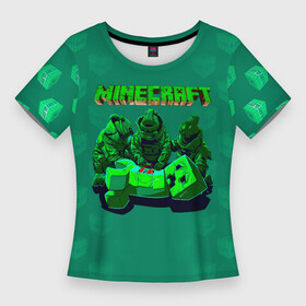 Женская футболка 3D Slim с принтом Операция над Крипером  Майнкрафт в Тюмени,  |  | Тематика изображения на принте: craft | creep | creeper | keeper | mine | minecraft | бесшумный мобкамикадзе | блоки | добывать | зелёное четырёхногое существо | зелёный | компьютерная игра | крафт | крипер | кубики | майн | майнкрафт | манкрафт