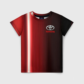 Детская футболка 3D с принтом [Toyota] В полоску в Тюмени, 100% гипоаллергенный полиэфир | прямой крой, круглый вырез горловины, длина до линии бедер, чуть спущенное плечо, ткань немного тянется | auto | sport | toyota | авто | автомобиль | бренд | спорт | тойота