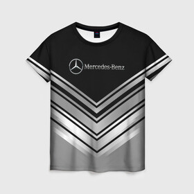 Женская футболка 3D с принтом [Mercedes-Benz] Текстура в Тюмени, 100% полиэфир ( синтетическое хлопкоподобное полотно) | прямой крой, круглый вырез горловины, длина до линии бедер | amg | mercedes | mercedesamg gt | sport | амг | мерседес | мерседесбенц амг | спорт