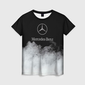 Женская футболка 3D с принтом [Mercedes-Benz] Облака в Тюмени, 100% полиэфир ( синтетическое хлопкоподобное полотно) | прямой крой, круглый вырез горловины, длина до линии бедер | amg | mercedes | mercedesamg gt | sport | амг | мерседес | мерседесбенц амг | спорт