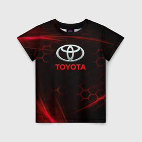 Детская футболка 3D с принтом [Toyota] Неоновые соты в Тюмени, 100% гипоаллергенный полиэфир | прямой крой, круглый вырез горловины, длина до линии бедер, чуть спущенное плечо, ткань немного тянется | Тематика изображения на принте: auto | sport | toyota | авто | автомобиль | бренд | спорт | тойота