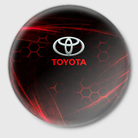 Значок с принтом [Toyota] Неоновые соты в Тюмени,  металл | круглая форма, металлическая застежка в виде булавки | Тематика изображения на принте: auto | sport | toyota | авто | автомобиль | бренд | спорт | тойота