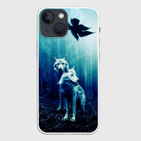 Чехол для iPhone 13 mini с принтом ЛЕС, ВОЛКИ И ТУМАН в Тюмени,  |  | волк | деревья | лес | осень | природа | туман