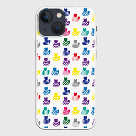 Чехол для iPhone 13 mini с принтом Узор из котов в Тюмени,  |  | животные | кот | кошка | орнамент | разноцветный | символ | узор | цветной | яркий
