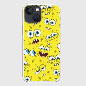 Чехол для iPhone 13 mini с принтом Губка Боб   SpongeBob pattern в Тюмени,  |  | Тематика изображения на принте: sponge bob | spongebob | губка боб | квадратные штаны | сквэр пэнтс | спанч боб