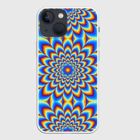 Чехол для iPhone 13 mini с принтом Пульсирующий синий цветок (оптическая иллюзия) в Тюмени,  |  | абстракция | аум | галлюцинация | зазеркалье | игра ума | иллюзии | индиго | майя | мантра | медитация | мираж | неон | нирвана | обман зрения | ом | оптические иллюзии | просветление | психоделика