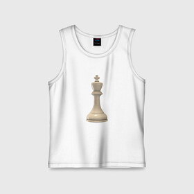 Детская майка хлопок с принтом Шахматная фигура Белый король в Тюмени,  |  | Тематика изображения на принте: белые | белый | доска | игра | игровая | игры | короли | король | логика | логичные | настольная | настольные | спорт | спортивные | фигура | фигурка | фигуры | шахматная | шахматные | шахматный | шахматы