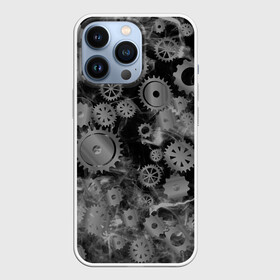 Чехол для iPhone 13 Pro с принтом механизм и дым, стимпанк в Тюмени,  |  | болтики | дым | механизм | робот | серый | стимпанк | темный | часы | черный | шестеренки