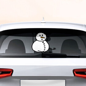 Наклейка на авто - для заднего стекла с принтом Снеговик в дудл стиле в Тюмени, ПВХ | Точные размеры наклейки зависят от выбранного изображения (ширина не больше 75 мм, высота не больше 45 мм) | дудл | зима | зимний | нарисованный | от руки | снег | снеговик