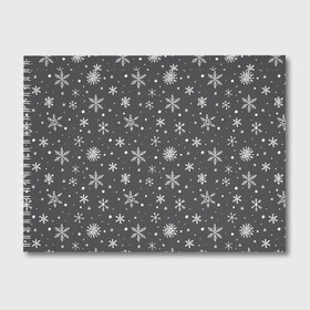Альбом для рисования с принтом Белые снежинки на сером фоне в Тюмени, 100% бумага
 | матовая бумага, плотность 200 мг. | Тематика изображения на принте: белый | зима | зимний | серый | снег | снежинки | темный