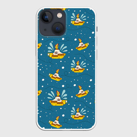 Чехол для iPhone 13 mini с принтом Много много Yellow Submarine. The Beatles в Тюмени,  |  | Тематика изображения на принте: beatles | rock | submarine | yellow | битлз | битлы | желтая | подводная лодка | подлодка | рок | рок н ролл | хиппи