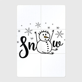 Магнитный плакат 2Х3 с принтом Снеговик ловит снежинки в Тюмени, Полимерный материал с магнитным слоем | 6 деталей размером 9*9 см | дудл | зима | зимний | леттеринг | надпись | нарисованный | от руки | снег | снеговик | снежинки | текст