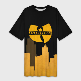 Платье-футболка 3D с принтом WU TANG CLAN CITY в Тюмени,  |  | wu tang | wu tang clan | wu tang logo | wutang clan | ву танг | ву танг клан | ву танг лого