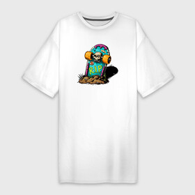 Платье-футболка хлопок с принтом Skateboard crave в Тюмени,  |  | cartoon | graffitti | longboard | rip | scateboard