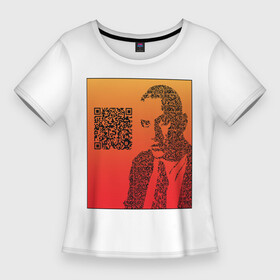 Женская футболка 3D Slim с принтом QR Маяковский в Тюмени,  |  | qr код | qrкод | арт | маяковский | поэт | стихи