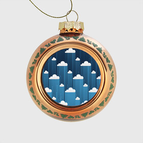 Стеклянный ёлочный шар с принтом Облака в очереди в Тюмени, Стекло | Диаметр: 80 мм | арт | небо | облака | облако | природа | рисунок | синий