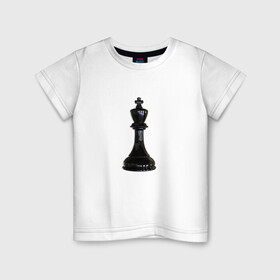 Детская футболка хлопок с принтом Шахматная фигура Чёрный король в Тюмени, 100% хлопок | круглый вырез горловины, полуприлегающий силуэт, длина до линии бедер | игра | игровая | игры | короли | король | логика | логичные | настольная | настольные | спорт | спортивная | фигура | фигурка | фигурки | фигуры | чёрные | чёрный | шахматный | шахматы