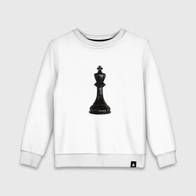 Детский свитшот хлопок с принтом Шахматная фигура Чёрный король в Тюмени, 100% хлопок | круглый вырез горловины, эластичные манжеты, пояс и воротник | игра | игровая | игры | короли | король | логика | логичные | настольная | настольные | спорт | спортивная | фигура | фигурка | фигурки | фигуры | чёрные | чёрный | шахматный | шахматы