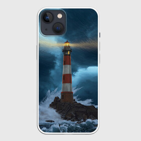 Чехол для iPhone 13 с принтом НОЧНОЙ МАЯК в Тюмени,  |  | Тематика изображения на принте: light | night | ocean | sea | буря | волны | маяк | море | ночь | океан | пейзаж | природа | свет | стихия