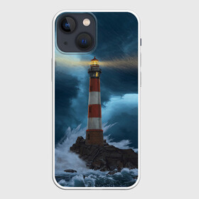 Чехол для iPhone 13 mini с принтом НОЧНОЙ МАЯК в Тюмени,  |  | light | night | ocean | sea | буря | волны | маяк | море | ночь | океан | пейзаж | природа | свет | стихия