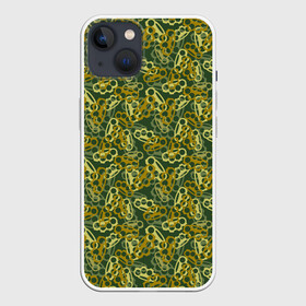 Чехол для iPhone 13 с принтом Кастеты (камуфляж) в Тюмени,  |  | authority | bandit | camouflage | criminal | gangster | mafia | mafiosi | military camouflage | автомат | авторитет | бандит | боец | браток | гангстер | граната | драка | злодей | камуфляж | кастеты | мафиози | мафия | милитари | оружие