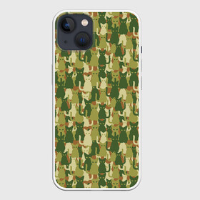 Чехол для iPhone 13 с принтом Кошки (камуфляж) в Тюмени,  |  | camouflage | cat | kitty pussy | military camouflage | барсик | год кота | животное | зверь | камуфляж | киска | кот | котофей | котяра | кошачий камуфляж | кошечка | кошка | маскировка | масхалат | милитари | мурзик | мурлыка