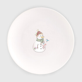 Тарелка с принтом Снеговик с птичкой в Тюмени, фарфор | диаметр - 210 мм
диаметр для нанесения принта - 120 мм | Тематика изображения на принте: новый год | птичка | рождество | снег | снеговик