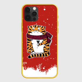 Чехол для iPhone 12 Pro с принтом грустный тигр с бокалом вина в Тюмени, силикон | область печати: задняя сторона чехла, без боковых панелей | 2022 | год тигра | новый год | новый год 2022 | символ года | тигр | тигренок | тигрица | тигры