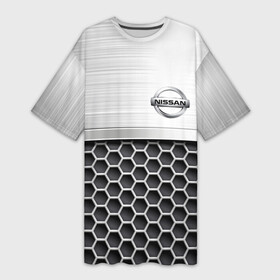 Платье-футболка 3D с принтом Nissan  Стальная решетка в Тюмени,  |  | juke | murano | nissan | qashqai | terran | xtrail | железная | железная решетка | железо | жук | из стали | кашкай | мурано | нисан | сталь | стальная решетка | стальная решетка шевроле | стальной | стальные соты | терран