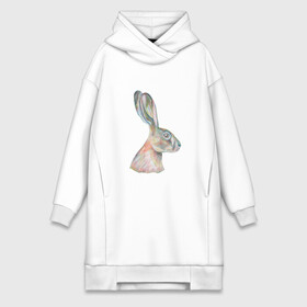Платье-худи хлопок с принтом А 022 Заяц в Тюмени,  |  | графика | зайка | заяц | кролик | мило | поп арт | цветные карандаши