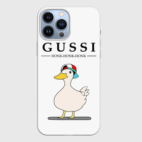 Чехол для iPhone 13 Pro Max с принтом GUSSI | HONK BABY в Тюмени,  |  | guse | gussi | белый | гусь | мем