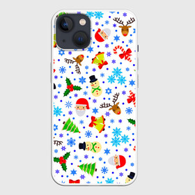 Чехол для iPhone 13 с принтом Новогодний   Рождественский узор в Тюмени,  |  | christmas | deer | happy new year | merry christmas | new year | snowflakes | snowman | winter | дед мороз | елка | зима | зимний орнамент | зимний узор | колпак новогодний | новогодние олени | новогодний узор | новый год | олени