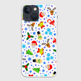 Чехол для iPhone 13 mini с принтом Новогодний   Рождественский узор в Тюмени,  |  | christmas | deer | happy new year | merry christmas | new year | snowflakes | snowman | winter | дед мороз | елка | зима | зимний орнамент | зимний узор | колпак новогодний | новогодние олени | новогодний узор | новый год | олени