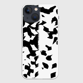 Чехол для iPhone 13 mini с принтом черно белый камуфляж в Тюмени,  |  | белый | камуфляж | листва | разложение | черный