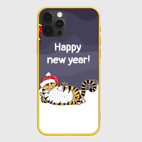 Чехол для iPhone 12 Pro с принтом Happy New Year 2022 Тигр в Тюмени, силикон | область печати: задняя сторона чехла, без боковых панелей | 2022 | год тигра | новый год | новый год 2022 | символ года | тигр | тигренок | тигрица | тигры