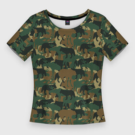 Женская футболка 3D Slim с принтом Звери (камуфляж) в Тюмени,  |  | animals | camouflage | hunter | hunting | military | zoo | волк | дикая природа | егерь | животные | звери | зоопарк | камуфляж | лес | лиса | лось | медведь | милитари | олень | оружие | охота | охота на волка | охота на зайца