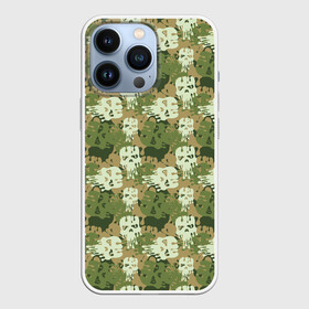 Чехол для iPhone 13 Pro с принтом Силуэты Черепов (камуфляж) в Тюмени,  |  | camouflage | death | military | pirate | skeleton | skull | zombie | адамова голова | зомби | камуфляж | кладбище | мертвец | милитари | могила | мумия | навь | пират | скелет | страшные | ужас | череп | череп и кости | черепок