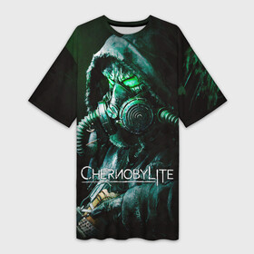 Платье-футболка 3D с принтом Chernobylite  Черный сталкер в Тюмени,  |  | chernobylite | game | horror | арт | выживалка | зона | игра | кристаллы | отчуждения | противогаз | сталкер | химинюк | хоррор | чернобылит | черный | шутер